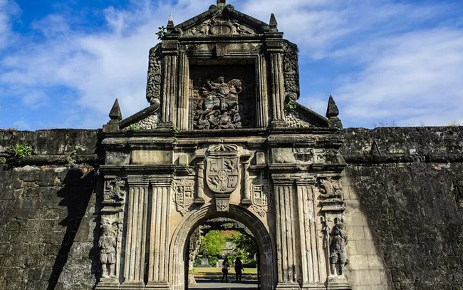 The ornate stone facade of Fort Santiago in Manila